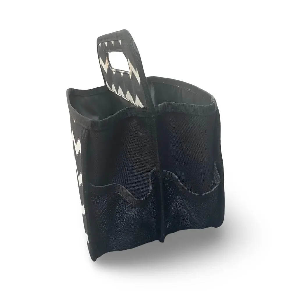 Thirty One Double Duty Caddy Black Chevron Links Tote Craft Nursery Organizer 31